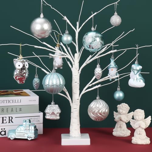 Blue & Silver Christmas Ornaments Set 75PCS Shatterproof Holiday Decor