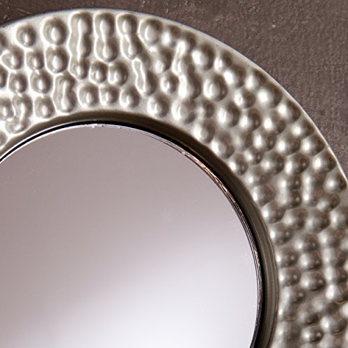 Hammered Silver Sphere Wall Mirror Set - 4-Piece Decorative Iron Round Mirrors