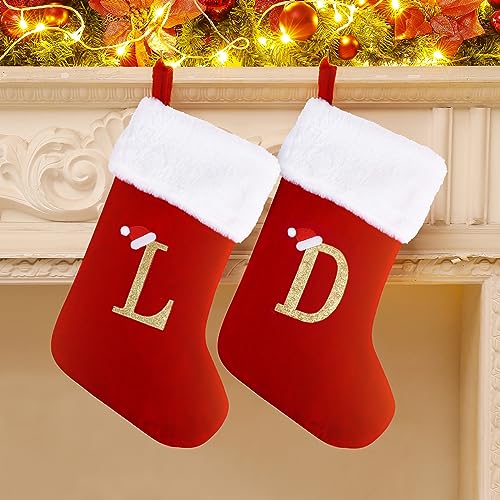20-Inch Monogram Christmas Stocking - Red Velvet with Plush Cuff