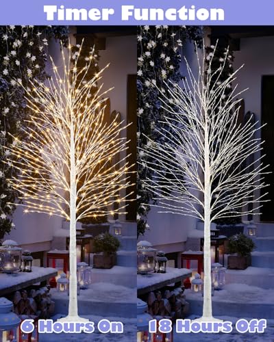 Miyukyee 7ft LED Lighted Birch Tree for Christmas & Holiday Decor