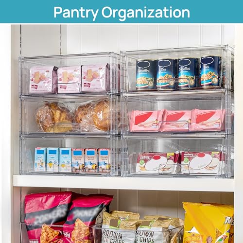 Clear Stackable Storage Drawers 2 Pack Large Plastic Bins for Closet and Pantry
