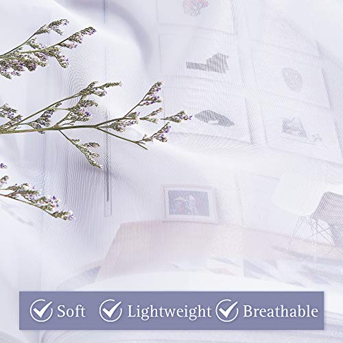 NICETOWN Sheer Drape for Large Window - 100" Width by 108" Length Solid Sheer Voile Window Drape Panel for Patio/Sliding Door/Living Room (White, 1 Pack)