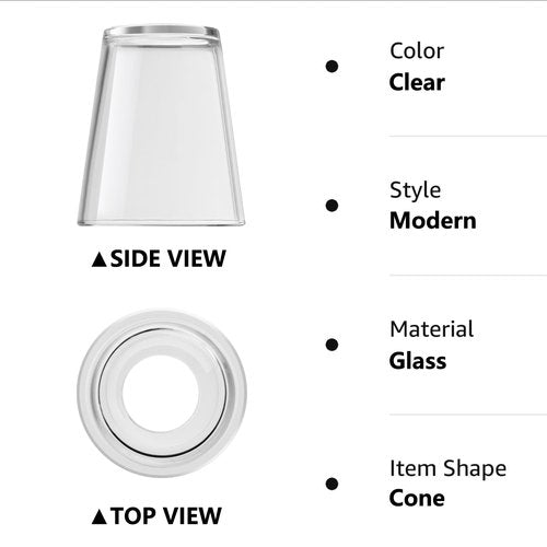 MIAOMEIO Fixture Replacement Clear Glass Shade, E26 Base with 1-5/8" Fitter, 6-Pack Cone Replacement Shades for Pendant Light, Wall Sconce, Vanity Light, Table Lamp