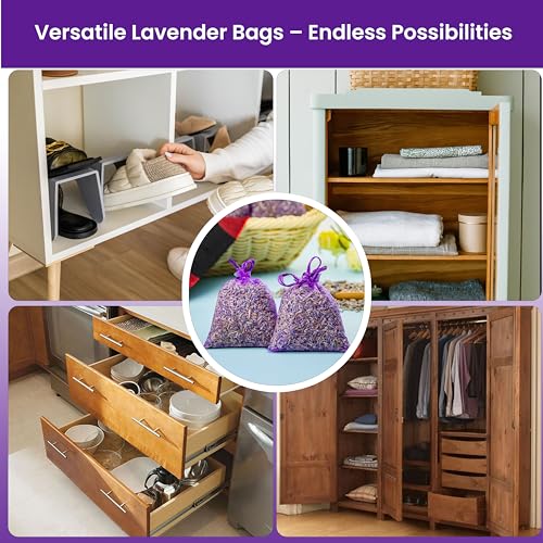 14 Pack Organic Lavender Sachet Bags for Closets, Drawers and Storage