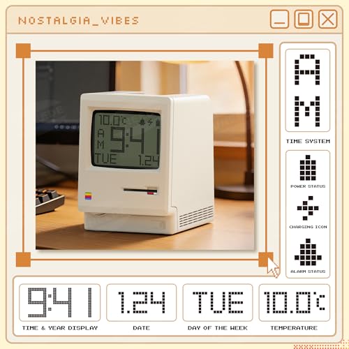 Retro Pixel Desk Clock with Alarm, Calendar, and Temperature Display