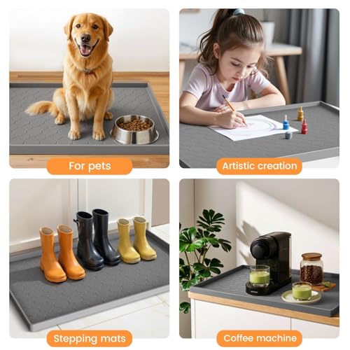 Waterproof Silicone Under Sink Mat - 34" x 22" Cabinet Liner with Raised Edge