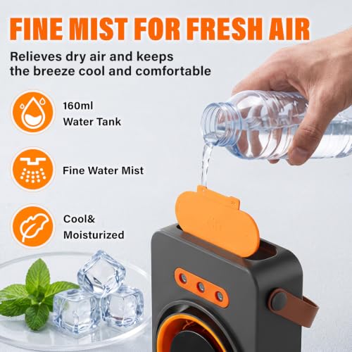 Portable Air Conditioner Fan, 1800mAh Rechargeable Evaporative Cooler with Mist, 5 Speeds and 160ml Water Tank