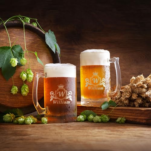 Personalized 16 oz Beer Mug - Custom Engraved Glass for Men