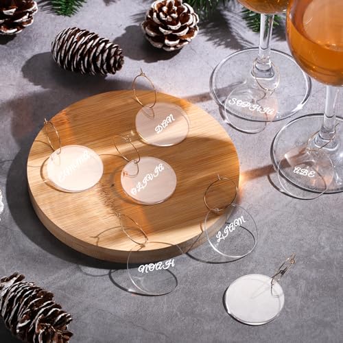 Tondiamo 40 Pcs Clear Round Wine Glass Charms for Glasses & Cocktails