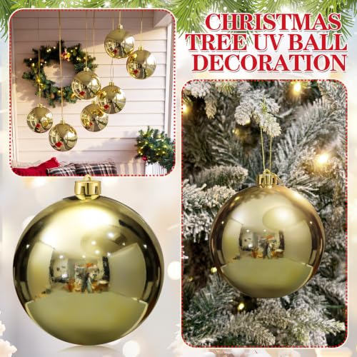 Threan 6 Inch Large Gold Shiny Christmas Ball Ornaments for Christmas Tree - 1 Piece