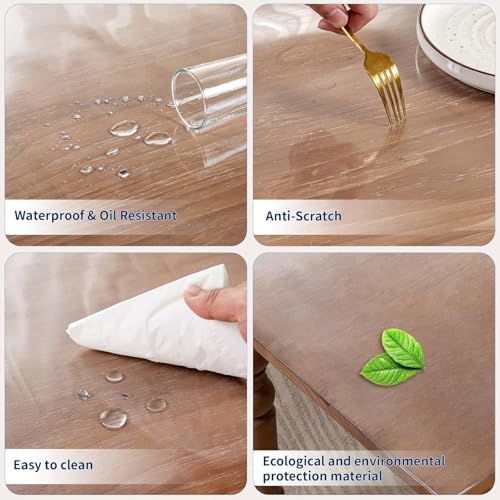 24 x 30 Inch Clear PVC Table Cover, 2mm Thick Heavy Duty Desk Protector Mat