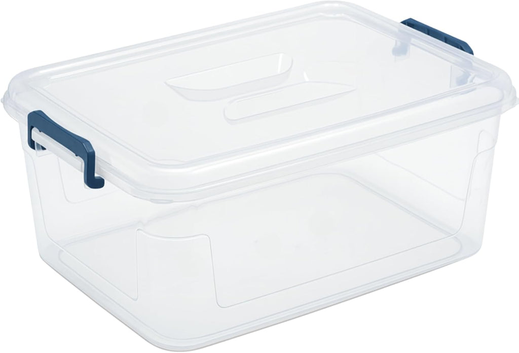 Tribello Storage Bins - Clear Stackable Plastic Containers with Lids | 21 Qt Capacity