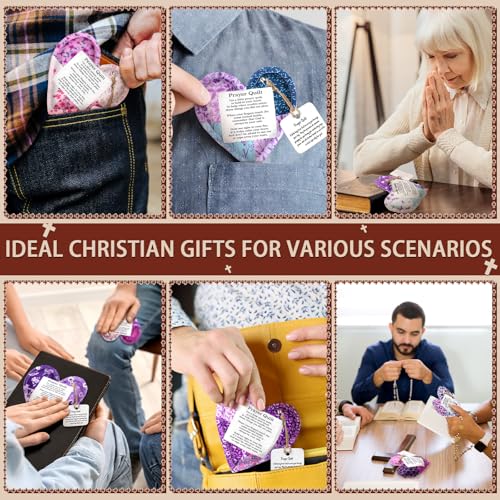 12 Pocket Prayer Quilts with Wooden Cross - Spiritual Gifts Set
