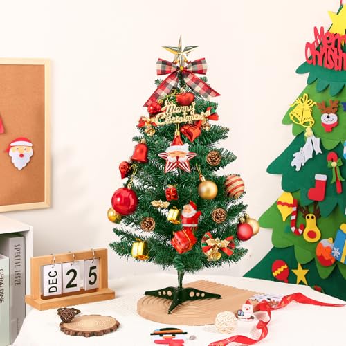 Gloreyan 2FT Green Artificial Christmas Tree Tabletop with Plastic Stand - Mini Xmas Pine