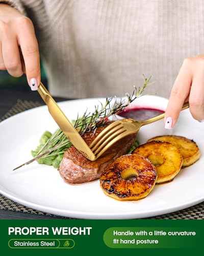 20-Piece Gold Stainless Steel Flatware Set for 4, Mirror Polished Cutlery