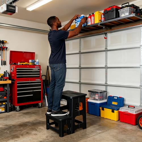 2-Step Folding Step Stool Ladder, Portable Non-Slip Stool for Home and Kitchen