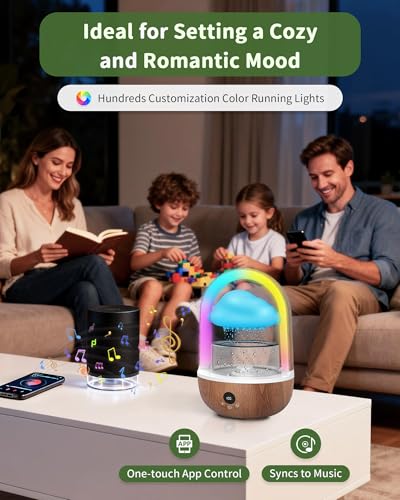Indoor Rain Cloud Tabletop Water Fountain with Color-Changing LED Lights