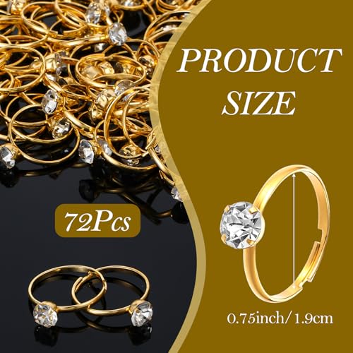 72 Pcs Silver Diamond Ring Party Favors for Bridal Shower Decorations
