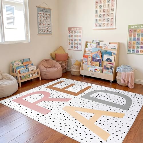 Large Classroom Reading Rug 4.9 x 6.6 ft with Non-Slip Rubber Backing