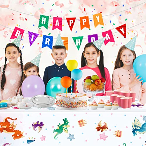 Dragan Dinosaur Tablecloth 2 Pack – 54 x 108 inch Disposable Plastic Cover (Colored) | HSGUS