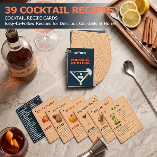 Black 22-Piece Cocktail Shaker Set with Recipe Cards & Bar Tools - Home Bartender Kit