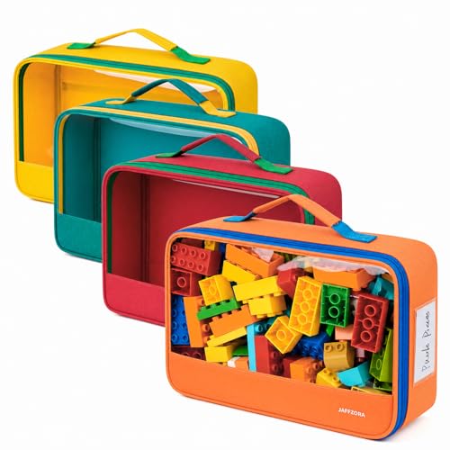4 Pack Large Toy Storage Bags, Transparent Organizer for Building Blocks