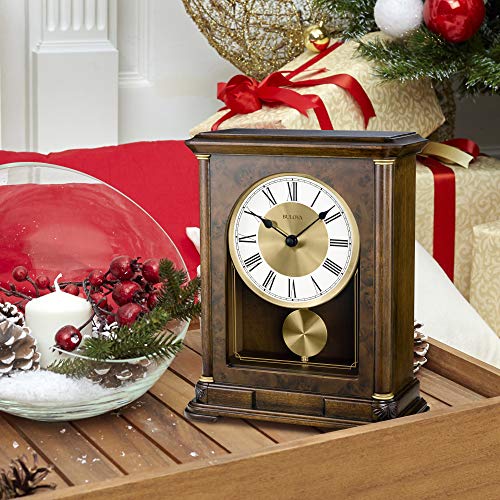 Vanderbilt Mantel Clock with Harmonic Chimes and Warm Walnut Finish