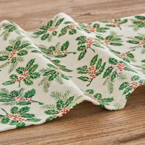 Haipey Style 3 Christmas Table Runner 13x72in - Linen & Polyester, Glitter Tree Design