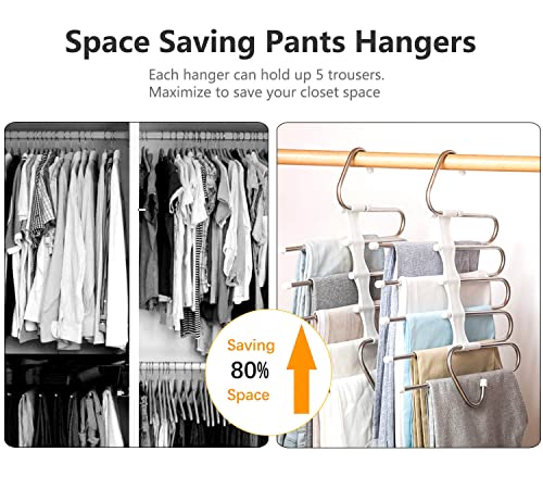 Space Saving Pants Hangers 2 Pack Metal Closet Organizer for Jeans