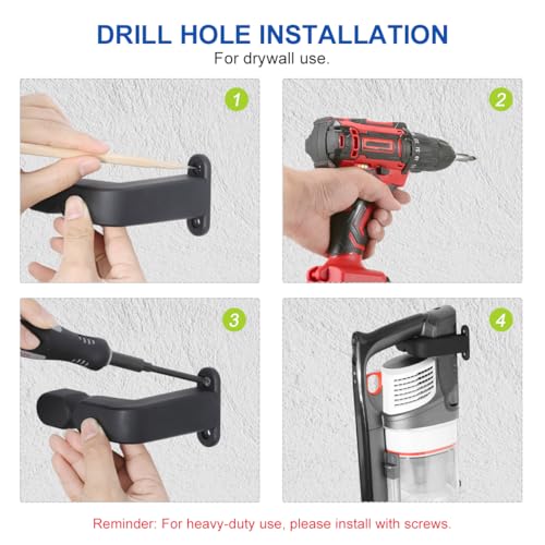 Universal Cordless Stick Vacuum Wall Mount Holder - Drill or Adhesive