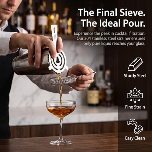 WUWEOT 9-Pack 6-Inch Stainless Steel Cocktail Strainers for Bar & Home Use