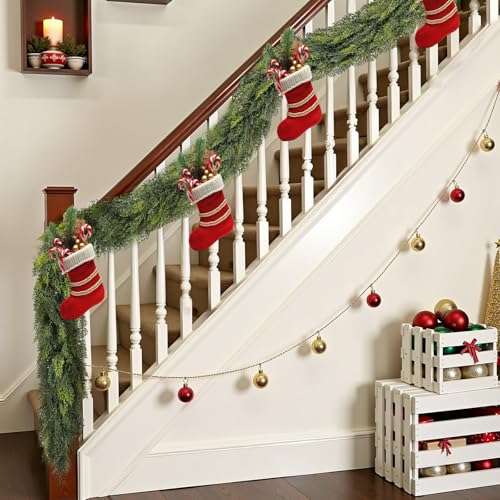 Bedee 6 ft Artificial Cedar Garland - Realistic Indoor Outdoor Christmas Decor Variation 1