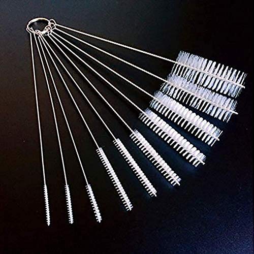 10-Piece Nylon Straw & Tube Cleaning Brush Set - Multi-Size Pipe Cleaner