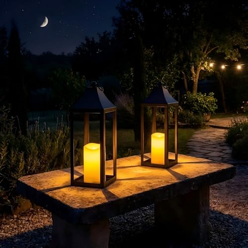 Bdor 15.7in Flameless LED Pinecone Lantern - Black Metal Holiday Decoration