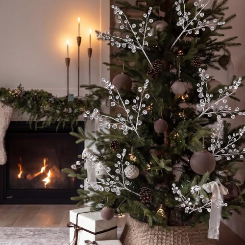 Crystal Bead Christmas Tree Picks - 12.6 Inch Holiday Decor Accents