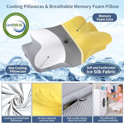 Ergonomic Cervical Neck Pillow for Pain Relief - Memory Foam Support