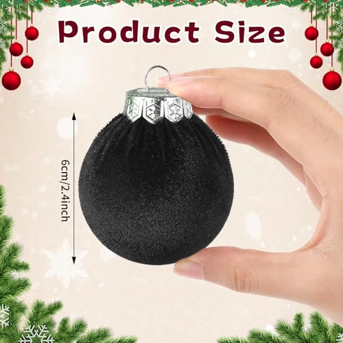 Naozinebi 30 Pack Black Velvet Christmas Ornaments - Shatterproof Holiday Tree Decorations