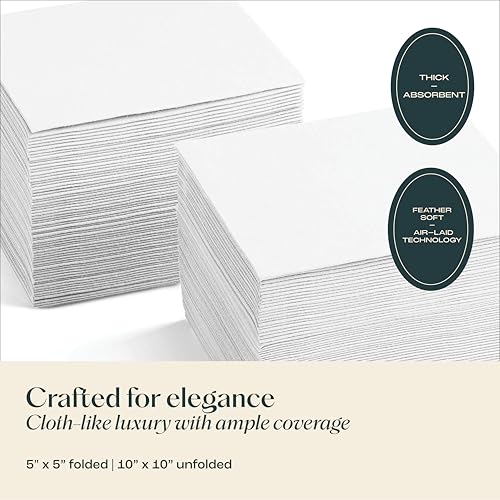 Servietto Linen-Feel Disposable Cocktail Napkins - 200 Pack, 5x5 Inches, Elegant Absorbent Paper, USA Made, Variation 1