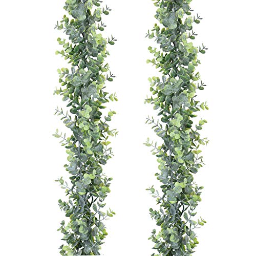 Artificial Eucalyptus Garland 2-Pack, 6ft Faux Greenery Vines for Wall Decor