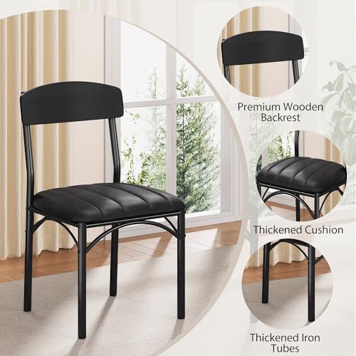 5-Piece Round Dining Table Set for 4 with Storage Shelf, 42-Inch Black