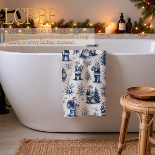 Blue Christmas Santa Kitchen Dish Towels 16x24in - Father Variation by LCRBF