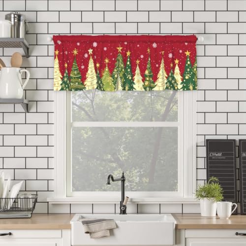 Xmas Tree Valance for Windows 54x18 Inch - Pack of 1, Farmhouse Christmas Decor
