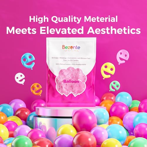 Bezente Assorted Latex Rainbow Balloons 100 Pack 12 Inch Party Decor
