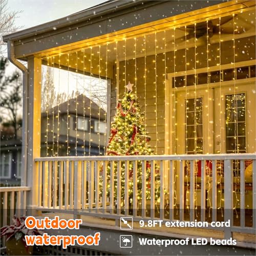 SINAMER LED Curtain String Lights 6.6x6.6ft USB Warm White