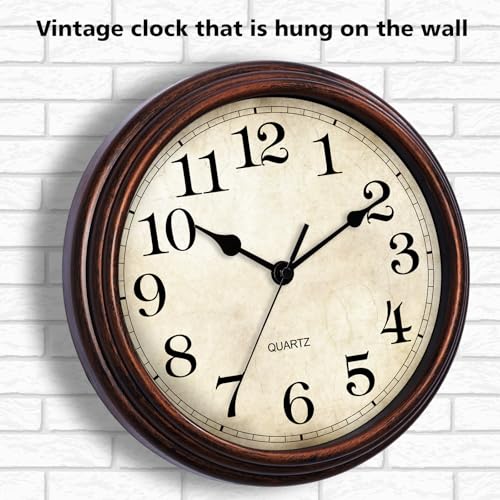 9-Inch Vintage Bronze Wall Clock – Silent Non-Ticking Battery Operated
