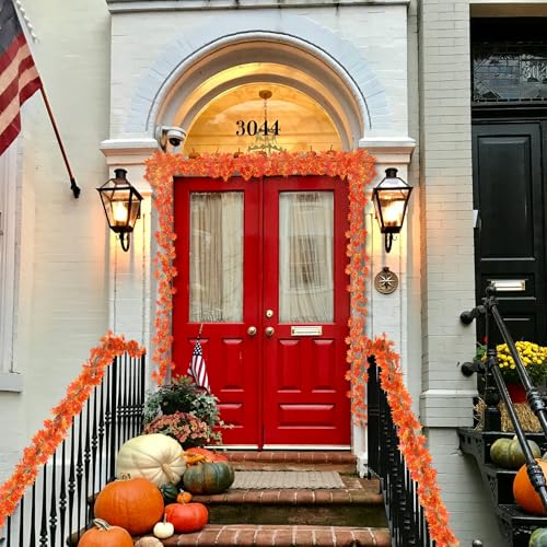12-Pack Artificial Fall Leaf Garland - 7ft Silk Maple Leaf Vines Decor