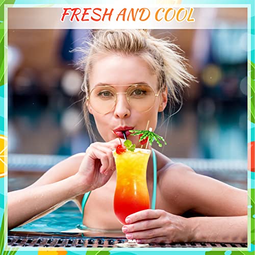 12 Pcs Plastic Hurricane Glasses & Cocktail Picks Set - 15oz Reusable Drinkware for Parties