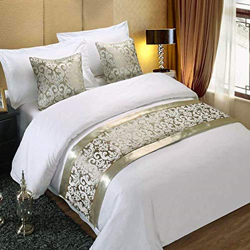 Twelve Silver Jacquard Bed Runner Scarf for King Bed (19.7 x 94.5 in)
