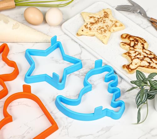 Silicone Pancake Molds 4-Pack Nonstick Fun Shapes for Griddle Cooking