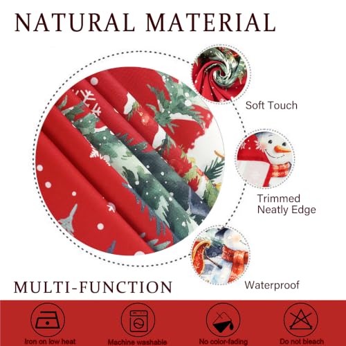 Oval 60x120in Red Snowflake Christmas Tablecloth - Tree, Santa & Gingerbread Design